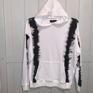 ** BOGO 50% OFF** Men’s White W/ MmBlack Tie-Dye Hoodie - Size S- NWT